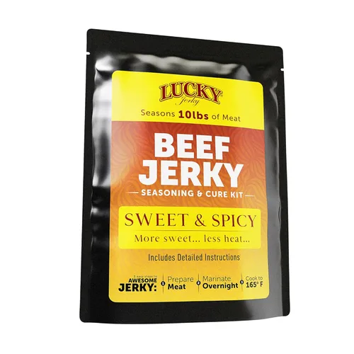 Miniatura 20 de Lucky Jerky Kit de condimento y curación de cecina, paquete de 4 unidades, original, pimiento rojo, teriyaki, condimentado, temporada 80 libras