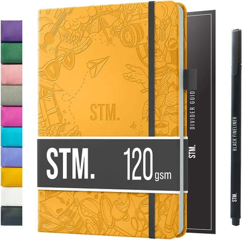 Miniatura 30 de Cuaderno de diario con puntos y cuadrícula A5 Cuadernos diarios en blanco para escritura personal, trabajo, mujeres Papel grueso de 120gsm, tapa