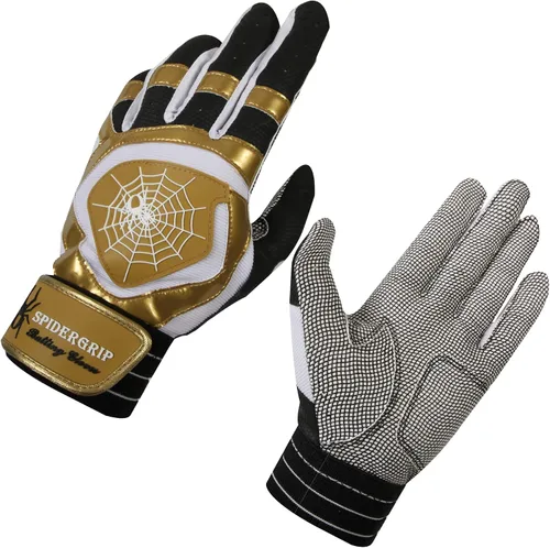 Miniatura 3 de J&S Sporting Spider Grip - Guantes de bateo de béisbol antideslizantes - Agarre antideslizante duradero para hombres y jóvenes jugadores Negro dorado