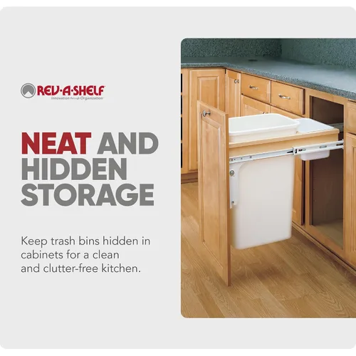 Miniatura 5 de Rev-A-Shelf Botes de basura de cocina de 50 cuartos de galón de montaje superior para gabinete de altura completa, toboganes de extensión completa