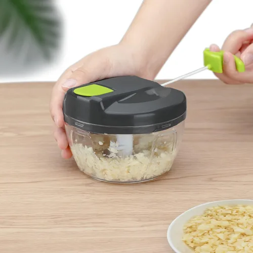 Miniatura 2 de Picadora manual multifunción de alimentos y procesadores con mango y cubierta, trituradora de verduras, prensa de ajo, adecuada para cebollas, ajo