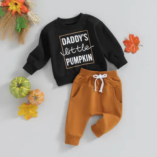 Miniatura 2 de Ropa para el día de San Valentín para bebé, sudadera de manga larga con letras, pantalones deportivos elásticos para otoño e invierno
