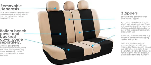 Miniatura 5 de FH Group FH-FB030115 Combo Set: Fundas de asiento de tela ligera y brisa (Aptas para bolsa de aire y división) W. FH2033 + F14407 Alfombrillas