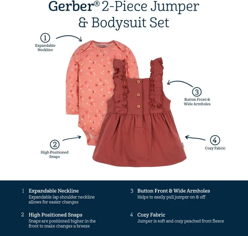 Miniatura 6 de Gerber Conjunto de vestido de 2 piezas para bebés y niñas pequeñas