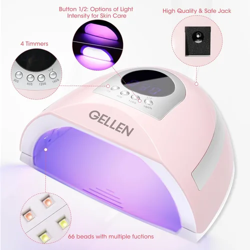 Miniatura 6 de Gellen Luz UV para uñas, lámpara LED UV de 268 W para dedos del pie, secador de uñas profesional de secado rápido para esmalte de uñas de gel, 4