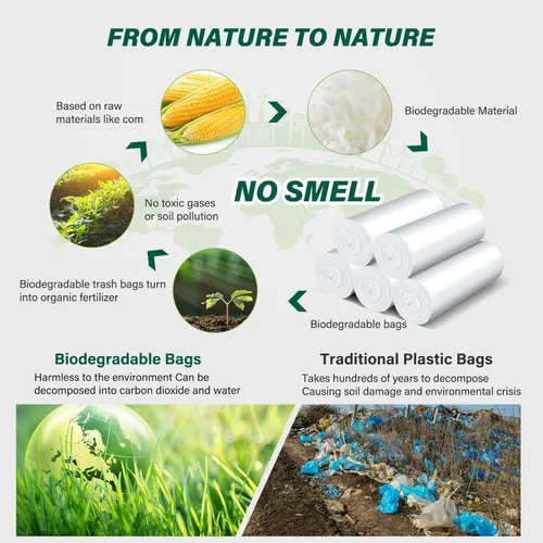 Miniatura 4 de Inwaysin - Bolsas de basura pequeñas de 1.2 galones biodegradables, 180 bolsas de basura pequeñas, sin perfume, bolsas de basura pequeñas sin