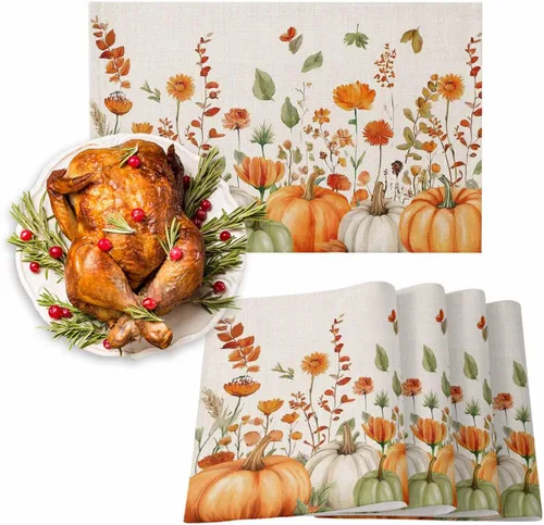 Miniatura 33 de Juego de 1 mantel individual gris de Navidad, manteles individuales de enanos de invierno y cardenales antideslizantes, manteles individuales