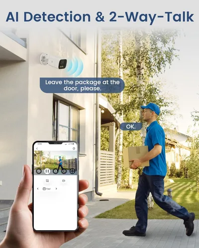 Miniatura 3 de Cámara de seguridad complementaria PoE de 5 MP, cámara CCTV con cable para interiores y exteriores con detección de humanos/vehículos, visión