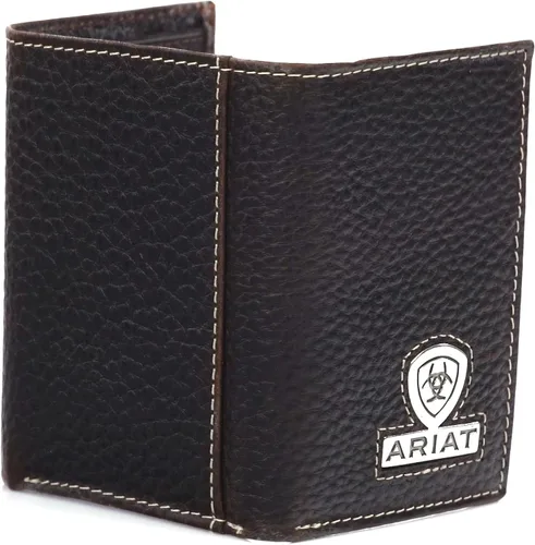 Miniatura 2 de ARIAT Billetera Rowdy marrón con logotipo de escudo triple