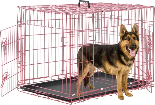 Miniatura 17 de Jaulas extra grandes de 48 pulgadas para perros medianos, jaula plegable XXL de doble puerta para perros grandes, jaulas para perros para interiores