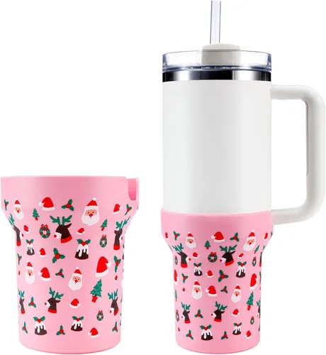 Miniatura 9 de Thxbag Botas de silicona para Stanley Cup de 40 onzas, funda estampada para botas con accesorios Stanley H2.0 y Quencher Adventure Tumbler