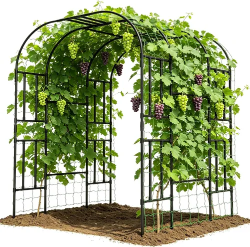 DoCred Enrejado de arco de jardín grande para plantas trepadoras, 87 pulgadas de alto, soporte de metal para plantas, arco para trepar vides,