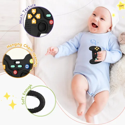 Miniatura 2 de 1 paquete de mordedores de silicona para bebés de 6 a 12 meses, juguetes de dentición para bebés de 0 a 6 meses, mordedor remoto para bebé, juguetes