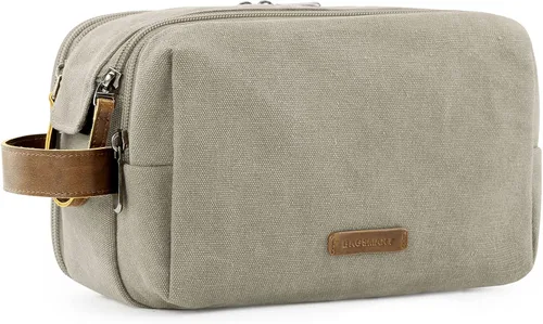 BAGSMART - Neceser de viaje para hombres, organizador de artículos de aseo de lona, kit Dopp resistente al agua, bolsa de afeitado para artículos de