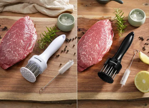 Miniatura 6 de Herramienta ablandadora de carne (paquete de 2) Aguja de acero inoxidable ultra afilada de 24 cuchillas para ablandar carne de res, pollo, ternera