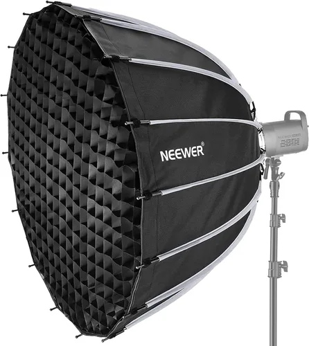 Miniatura 9 de NEEWER 35.4"/90cm Parabolic Softbox Bowens Mount, liberación rápida con difusores/rejilla/bolsa para iluminación continua de video CB60 CB200B MS60