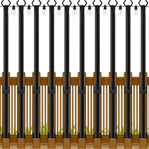 Miniatura 12 de Beizelte 4 Pack 5Ft String Light Poles,Outside String Lights,Outdoor Light Poles,Metal Poles Stand for Patio,Backyard,Deck