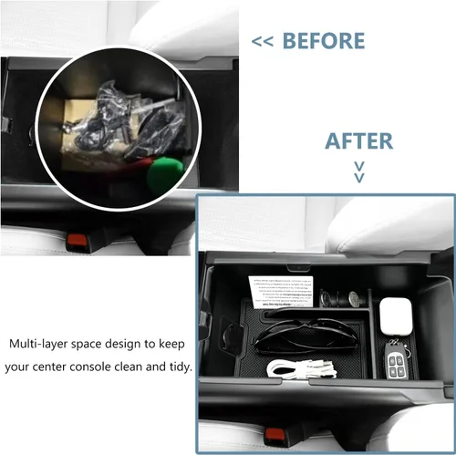 Miniatura 3 de Compatible con Camry XLE o XSE 9ª 2024 2025 y Camry LE SE 9ª 2024 2025 Organizador de Bandeja de Consola Central Accesorios (Negro)