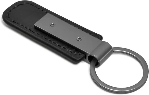 Miniatura 4 de iPick Image Llavero con correa de cuero PU con placa de metal negro Gunmetal para Nissan NISMO, con licencia oficial, Negro