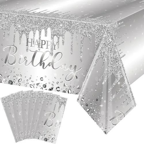 Miniatura 15 de Pajean Mantel de plástico con lentejuelas de diamantes con brillantina para fiesta de niña y niña, mantel de plástico con lentejuelas para niñas