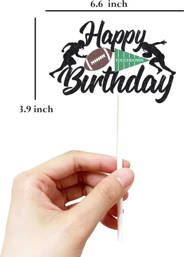 Miniatura 2 de Decoración de pastel de fútbol de feliz cumpleaños para hombres, jugadores de rugby, decoración de pasteles para niños, tema deportivo, cumpleaños