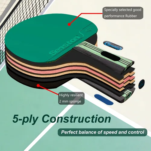 Miniatura 3 de Senston Paletas de ping pong para entretenimiento o competición - Juego de paletas de ping pong con velocidad avanzada, control Verde