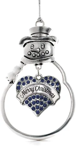 Miniatura 42 de Inspired Silver - Fuerza Aérea - Adorno de Navidad plateado - Adorno de árbol de Navidad con colgante de corazón azul con circonita cúbica