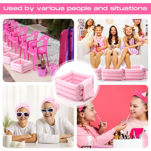 Miniatura 7 de Kit de spa de 85 piezas, kit de arte de uñas, suministros para fiesta de pijamadas con bañera inflable de 12.5 x 12.5 pulgadas, toalla de baño