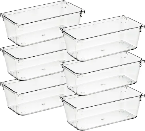 Miniatura 12 de Ravinte Paquete de 6 organizadores de cajones, cubos de almacenamiento de plástico de 3 x 3 pulgadas, organizadores acrílicos con almohadillas