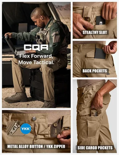 Miniatura 161 de CQR – Pantalones tácticos elásticos tipo cargo para hombre, resistentes al agua, de tela ripstop (antidesgarros), ligeros, ideales para uso diario