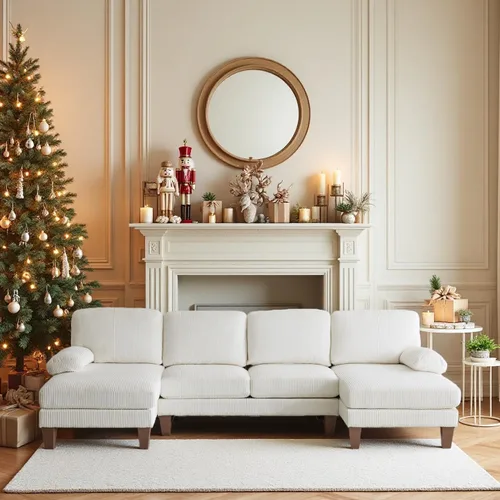 Miniatura 12 de VINGLI Sofá seccional en forma de U de 110' con dos chaise, sofá pequeño asequible con 4 asientos, sofás cómodos de tela chenille para sala