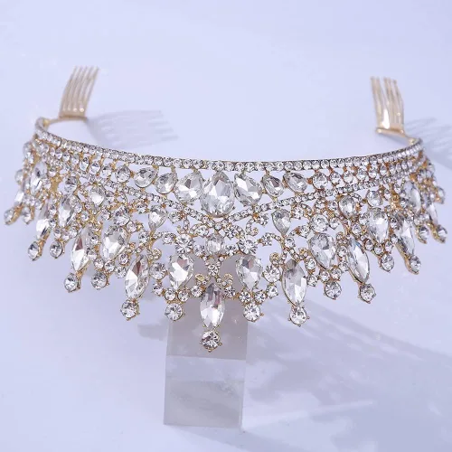 Miniatura 2 de Tiara y corona con peine para mujeres y niñas, diadema plateada, diamantes de imitación, novia, boda, graduación, cumpleaños, cosplay