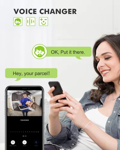 Miniatura 3 de MUBVIEW - Timbre con cámara de puerta inalámbrico con timbre, timbre de video - sin suscripción, cambiador de voz, personalización de zonas