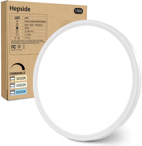 Miniatura 8 de hepside Paquete de 1 lámpara de techo LED de montaje empotrado, color negro, 12 pulgadas, 28 W, regulable 3000K-4500K-6000K, lámpara de techo de 3