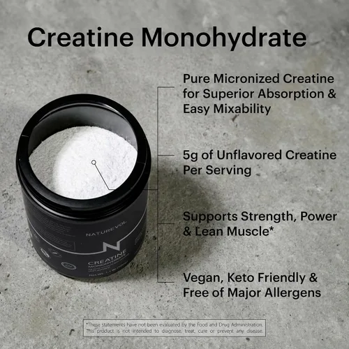 Miniatura 4 de Monohidrato de creatina en polvo – Polvo de creatina micronizado sin sabor, puro y vegano, fácil de disolver Apoya la fuerza, la recuperación