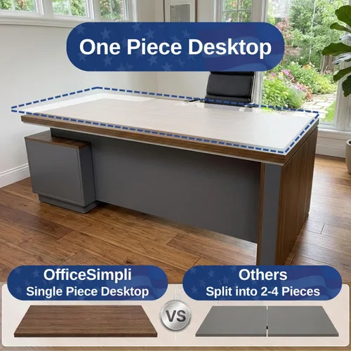 Miniatura 7 de OfficeSimpli - Escritorio ejecutivo en forma de L con cajones, 64 x 63 x 30 pulgadas, fabricado en Estados Unidos, envío mayormente ensamblado