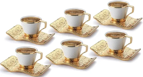 DEMMEX Juego de tazas de café y café expreso bosnio griego turco para 6 – 18 piezas, tazas demitasse de porcelana (2.6 onzas/2.7 fl oz) con soportes