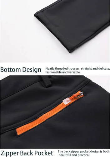 Miniatura 4 de EKLENTSON Pantalones de invierno para hombre con forro polar Softshell con bolsillos con cremallera