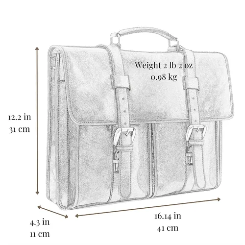 Miniatura 7 de Time Resistance Maletín de cuero para hombre hecho a mano en Italia Bolsa de mensajero de grano completo para portátil
