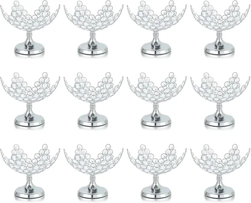Miniatura 12 de 2 cuencos florales de cristal para caramelos/plato de frutas decorativo, elegante centro de mesa de marco de metal, plato de frutas y bandeja