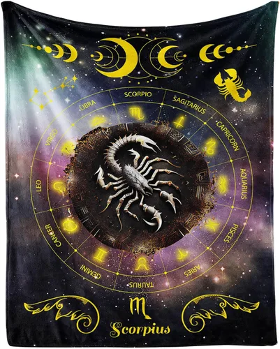 Miniatura 26 de Manta del zodiaco Tauro, manta de franela de 50 x 40 pulgadas, manta de franela con temática de astrología y estrellas y vibrante, manta suave