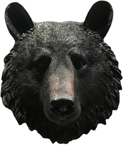 Miniatura 15 de Estatuas de resina para colgar en la pared con cabeza de animal, estatuas de bar, cafetería, escultura, decoración (leopardo negro)
