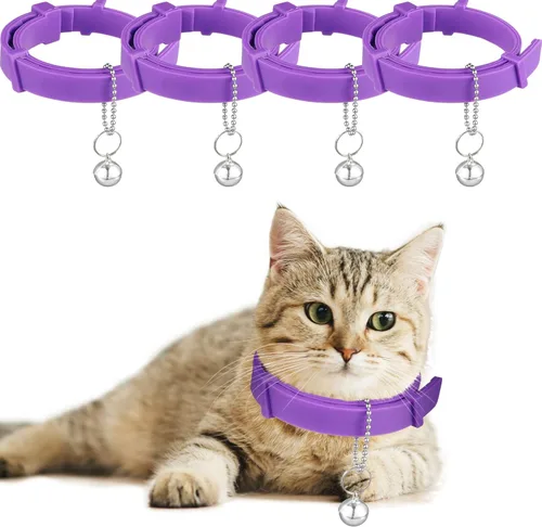 4 collares calmantes ajustables para gatos, feromonas para gatos, con 4 campanas que reducen la ansiedad para mascotas, adecuados para gatos