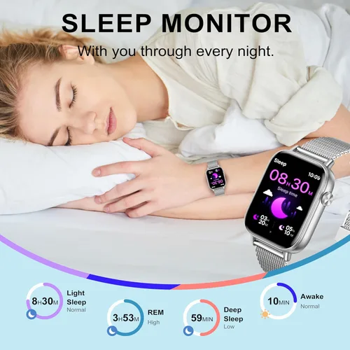 Miniatura 5 de Relojes inteligentes para mujer, reloj HD de 1.83 pulgadas con llamadas y mensajes/frecuencia cardíaca/sueño/ciclo femenino, reloj inteligente