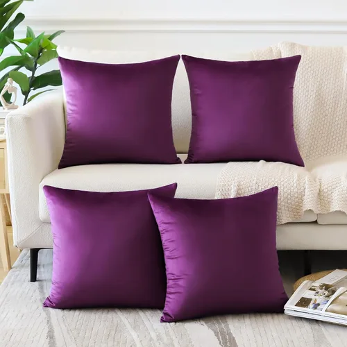 Miniatura 14 de OTOSTAR Juego de 4 fundas de almohada decorativas de terciopelo suave, fundas de cojín lumbares sólidas, fundas de cojín lujosas para sofá