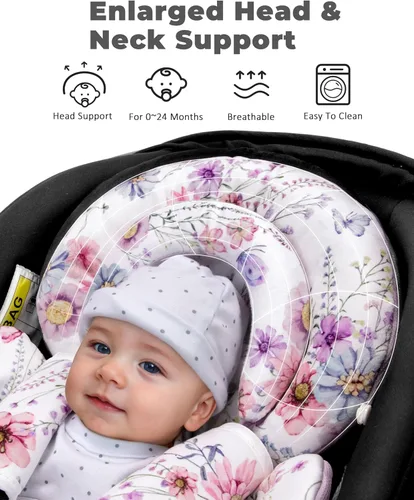 Miniatura 3 de TinlyFinly inserto de asiento de coche para bebé con almohadilla extra para prematuros a niños pequeños, inserto reversible para asiento de coche