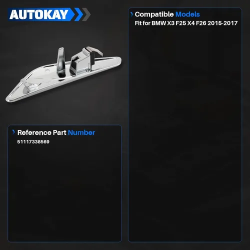 Miniatura 3 de AUTOKAY Guardabarros izquierdo del lado del conductor cromado emblema moldura para BMW X3 F25 X4 F26 2015-2017 guardabarros delantero cromado