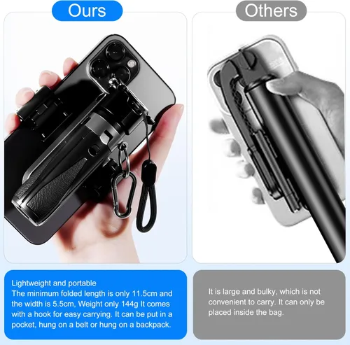 Miniatura 7 de Mini trípode 3 en 1, palo selfie para iPhone, trípode para iPhone con control remoto, trípodes de viaje ligeros para grabación de video selfie