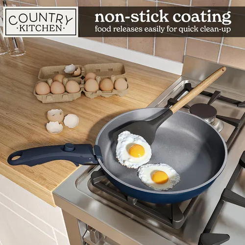 Miniatura 4 de Country Kitchen Juego de utensilios de cocina con mango extraíble, juego de ollas y sartenes aptas para horno y autocaravana, denim, original