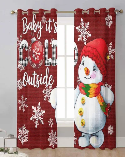 Miniatura 10 de Cortinas traslúcidas de Navidad de 39 pulgadas de largo, juego de 2 paneles de cortinas para cocina, dormitorio, sala de estar, puerta, pasillo